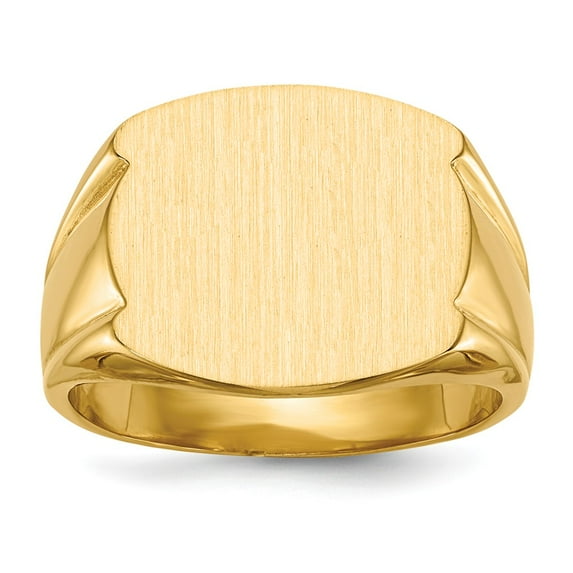 14K Yellow Gold Ring Band Signet 15.0x16.5mm Closed Back Men's