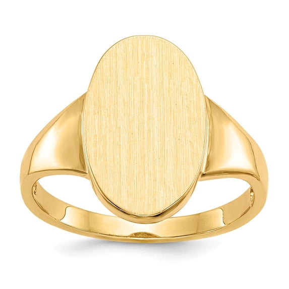 14K Yellow Gold Ring Band Signet 15.0x9.0mm Open Back, Size 7