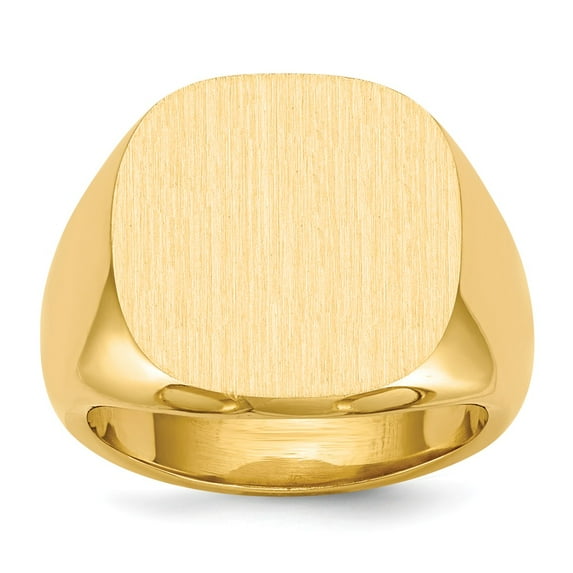 14K Yellow Gold Ring Band Signet 16.5x17.0mm Closed Back Men's, Size 8