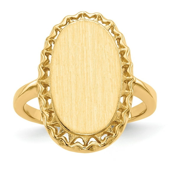 14K Yellow Gold Ring Band Signet 16.5x9.5mm Open Back