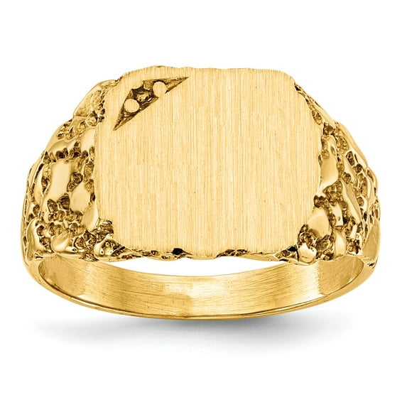 14K Yellow Gold Ring Band Signet 2 to 10.2 mm (tapered), Size 7