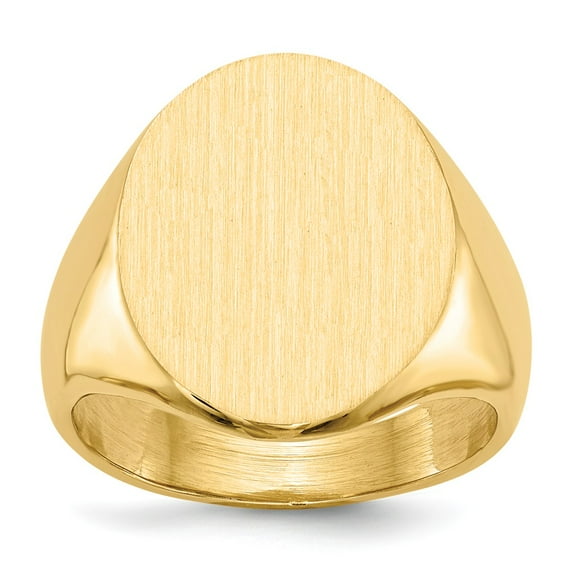 14K Yellow Gold Ring Band Signet 21.0x16.0mm Closed Back Men's, Size 8