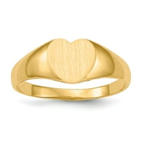 14K Yellow Gold Ring Band Signet 6.5x8.0mm Closed Back Heart