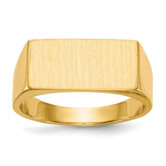14K Yellow Gold Ring Band Signet 8.0x16.5mm Closed Back Men's, Size 6