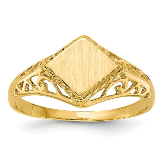 14K Yellow Gold Ring Band Signet 8.0x8.5mm Open Back