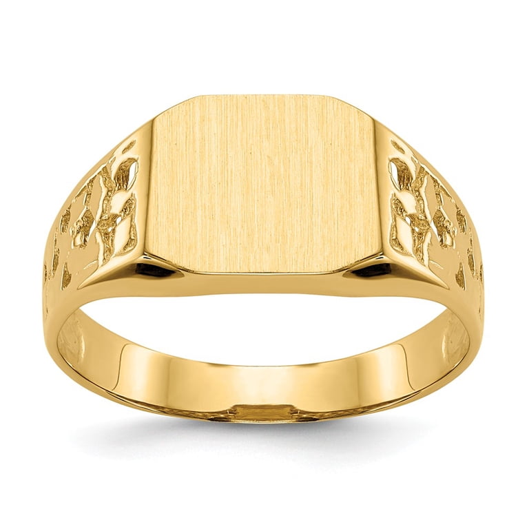 GemApex, Ring Band Signet, 9.0x10.5mm, Yellow Gold Size 9