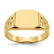 14K Yellow Gold Ring Band Signet 9.0x10.5mm Open Back Mens, Size 9