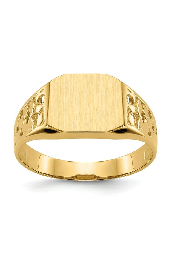 14K Yellow Gold Ring Band Signet 9.0x10.5mm Open Back Men's, Size 9