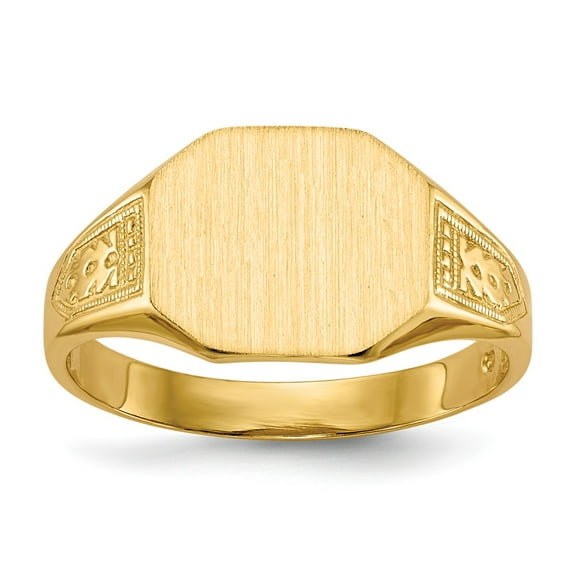14K Yellow Gold Ring Band Signet 9.0x11.0mm Open Back, Size 9