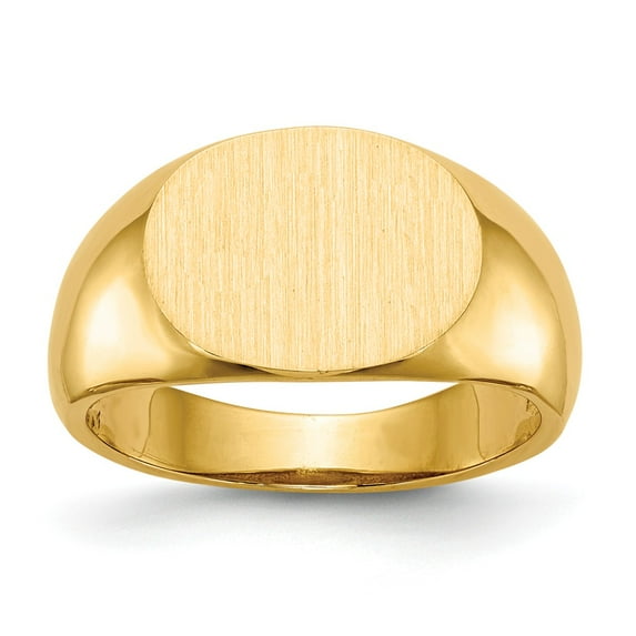 14K Yellow Gold Ring Band Signet 9.5x12.0mm Open Back, Size 9