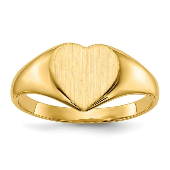 14K Yellow Gold Ring Band Signet 9.5x9.0mm Closed Back Heart