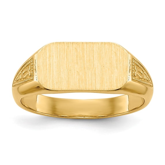 14K Yellow Gold Ring Band Signet Solid Back, Size 6