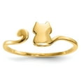 thumbnail image 1 of 14K Yellow Gold Ring Band Themed Closed Back Polished Cat Adjustable Cuff, Size 7, 1 of 2