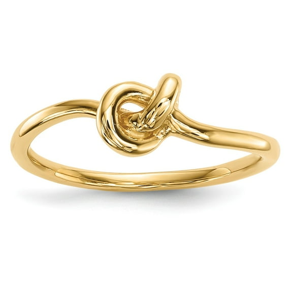 14K Yellow Gold Ring Band Themed Closed Back Polished Knot, Size 5