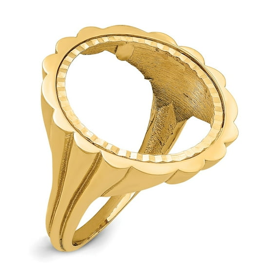 14K Yellow Gold Ring Band Themed Holds 1 10oz American Eagle coin Product does not include, Size 5