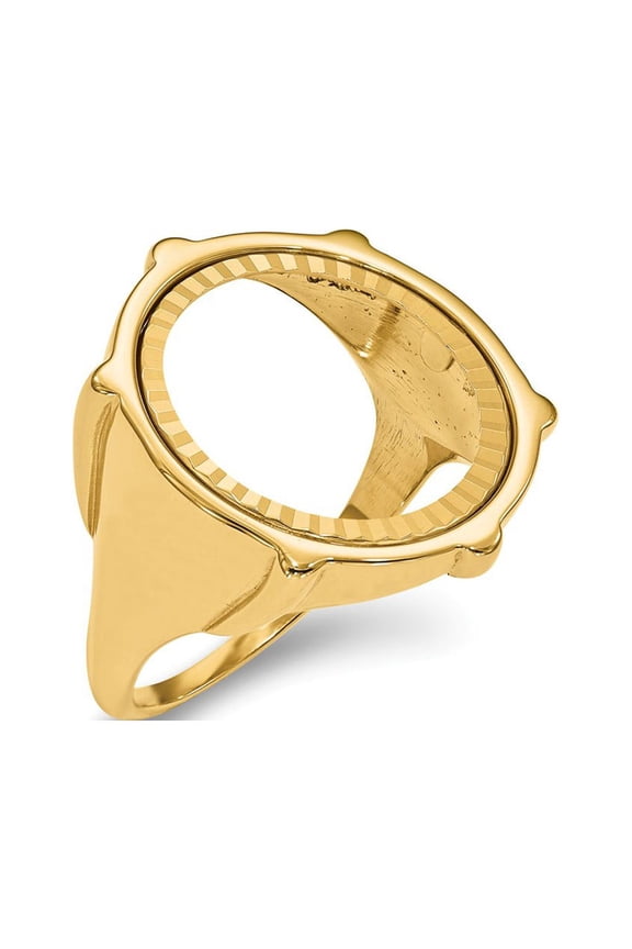 14K Yellow Gold Ring Band Themed Holds 1 10oz American Eagle coin Product does not include, Size 6