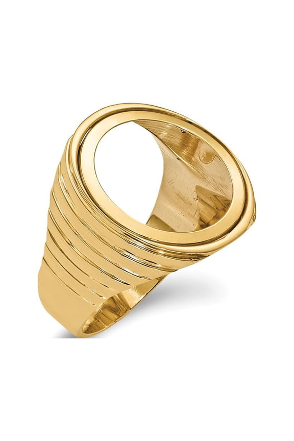 14K Yellow Gold Ring Band Themed Holds 1 10oz American Eagle coin Product does not include, Size 8