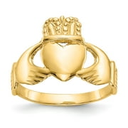 14K Yellow Gold Ring Band Themed Ladies Claddagh