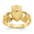 thumbnail image 1 of 14K Yellow Gold Ring Band Themed Men's Diamond-cut Claddagh, Size 9, 1 of 5