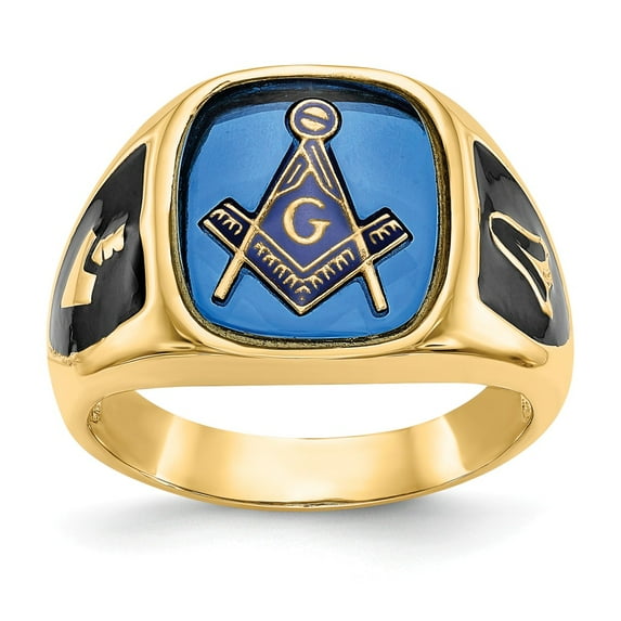 14K Yellow Gold Ring Band Themed Men's Masonic, Size 5