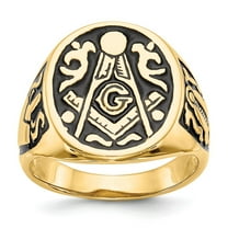 14K Yellow Gold Ring Band Themed Men's Masonic
