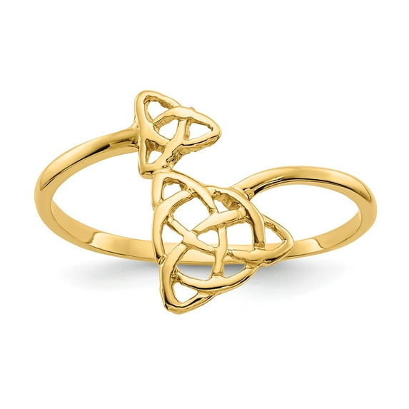 14K Yellow Gold Ring Band Themed Polished Celtic Knot, Size 9