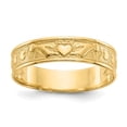 thumbnail image 1 of 14K Yellow Gold Ring Band Themed Polished Claddagh, Size 9, 1 of 5