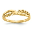 thumbnail image 1 of 14K Yellow Gold Ring Band Themed Polished Criss Cross Pattern Hearts, Size 8, 1 of 5