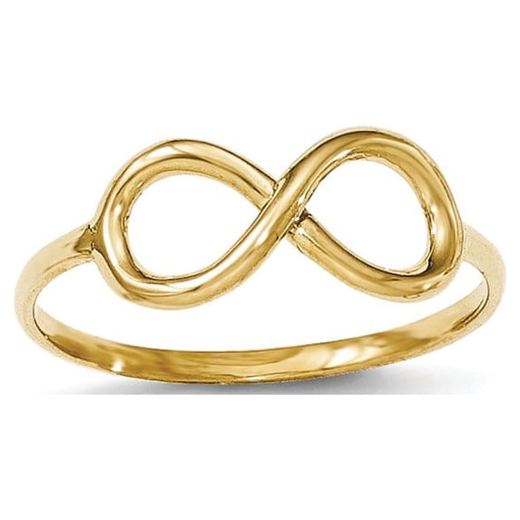 14K Yellow Gold Ring Band Themed Polished Infinity, Size 9