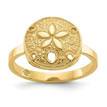 14K Yellow Gold Ring Band Themed Polished Sand Dollar