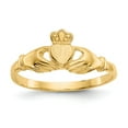 thumbnail image 1 of 14K Yellow Gold Ring Band Themed Polished & Satin Claddagh, Size 7, 1 of 5