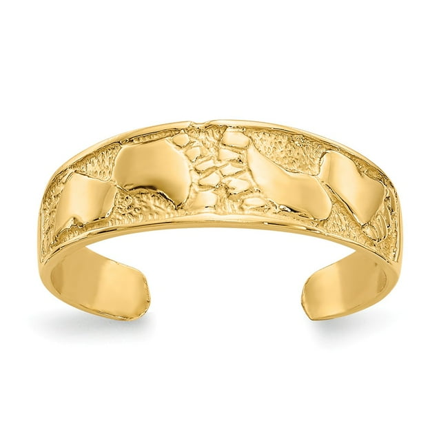14K Yellow Gold Ring Band Toe Footprints