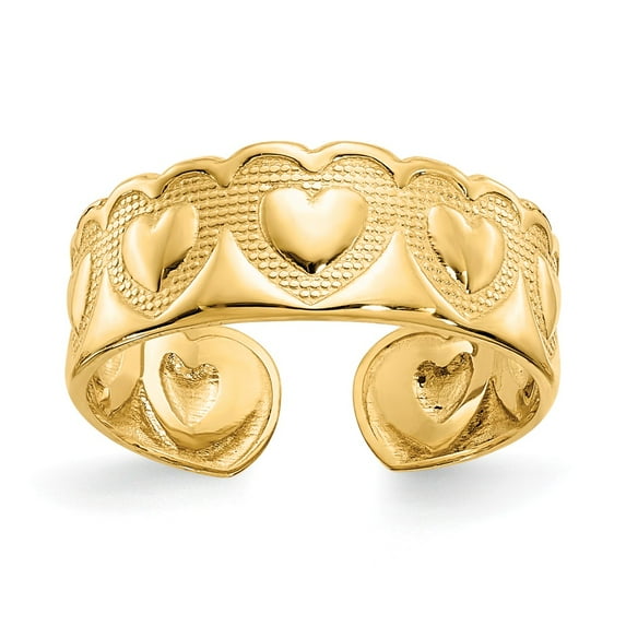 14K Yellow Gold Ring Band Toe Heart