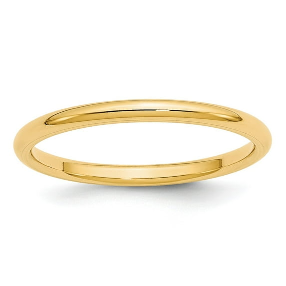14K Yellow Gold Ring Band Wedding Comfort 2mm Standard Fit Size 8.5