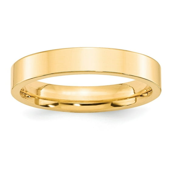 14K Yellow Gold Ring Band Wedding Comfort Flat 4mm Standard Fit Size 7