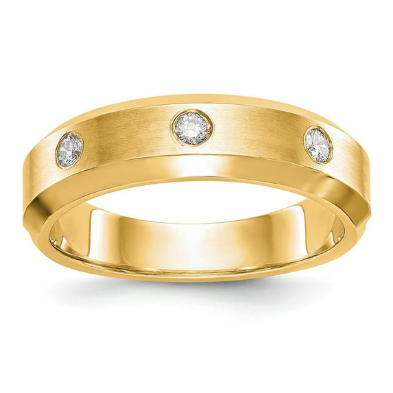 14K Yellow Gold Ring Band Wedding Diamond, Lab Grown Round, Size 6