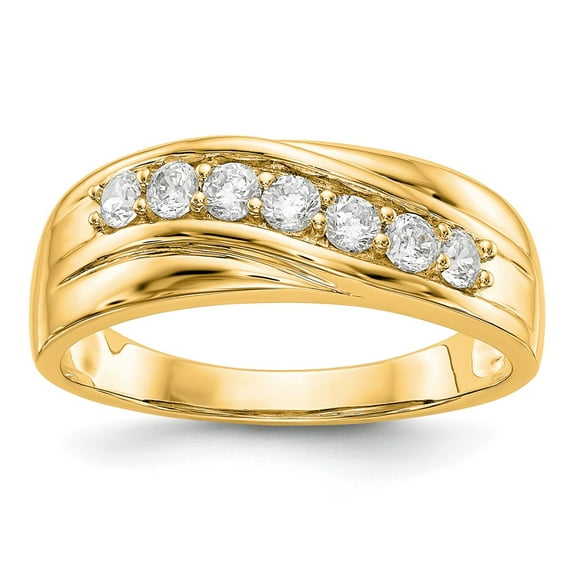 14K Yellow Gold Ring Band Wedding Diamond, Lab Grown Round, Size 9
