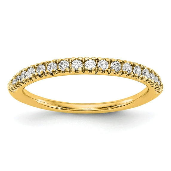 14K Yellow Gold Ring Band Wedding Diamond, Lab Grown Round White, Size 7