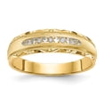 thumbnail image 1 of 14K Yellow Gold Ring Band Wedding Diamond Round AA Quality Trio Mens , Size 9, 1 of 7