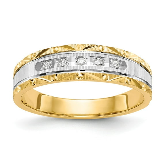 14K Yellow Gold Ring Band Wedding Diamond Round AA Quality Trio Mens