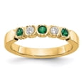 thumbnail image 1 of 14K Yellow Gold Ring Band Wedding Diamond Round Emerald Green, Size 6, 1 of 2