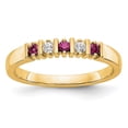 thumbnail image 1 of 14K Yellow Gold Ring Band Wedding Diamond Round Ruby Red, Size 7, 1 of 3