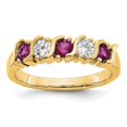 thumbnail image 1 of 14K Yellow Gold Ring Band Wedding Diamond Round Ruby Red, 1 of 3
