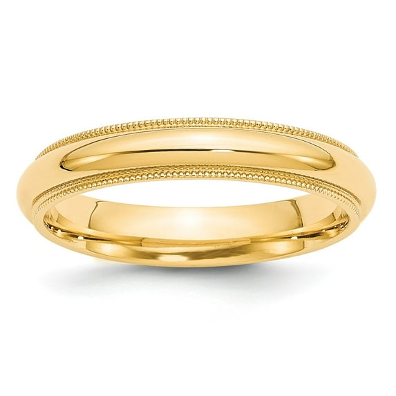 14K Yellow Gold Ring Band Wedding Milgrain Comfort Half Round