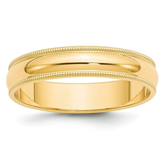 14K Yellow Gold Ring Band Wedding Milgrain Standard Half Round