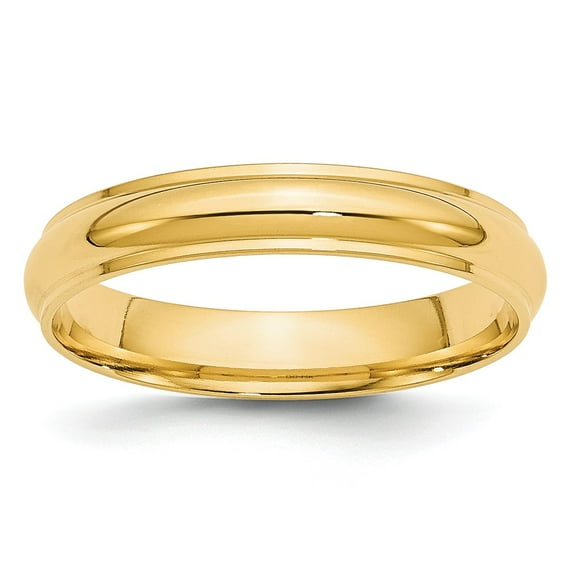 14K Yellow Gold Ring Band Wedding Ridged Standard Half Round