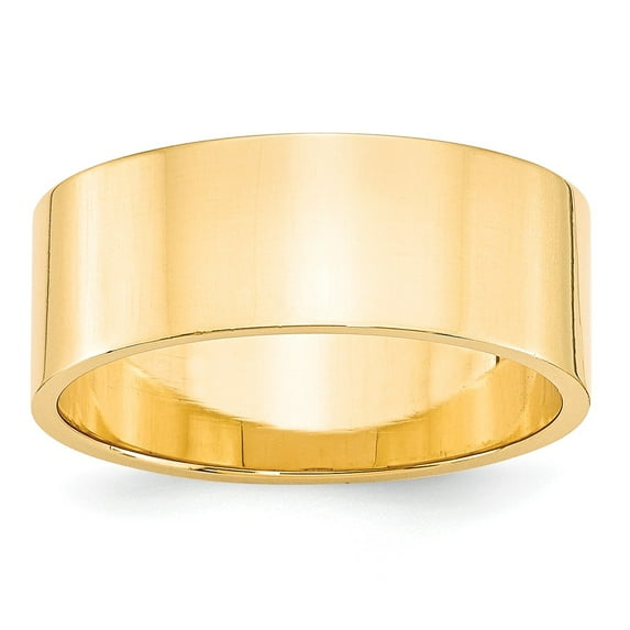 14K Yellow Gold Ring Band Wedding Standard Flat 8mm LTW Size 10