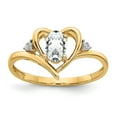 thumbnail image 1 of 14K Yellow Gold Ring Band with Stones (04) April White Topaz Oval Diamond Round, Size 5, 1 of 5