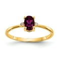thumbnail image 1 of 14K Yellow Gold Ring Band with Stones (06) June Garnet (Rhodolite) Oval Red Diamond Round White, Size 6, 1 of 5