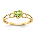 thumbnail image 1 of 14K Yellow Gold Ring Band with Stones (08) August Peridot Heart Green, Size 7, 1 of 2